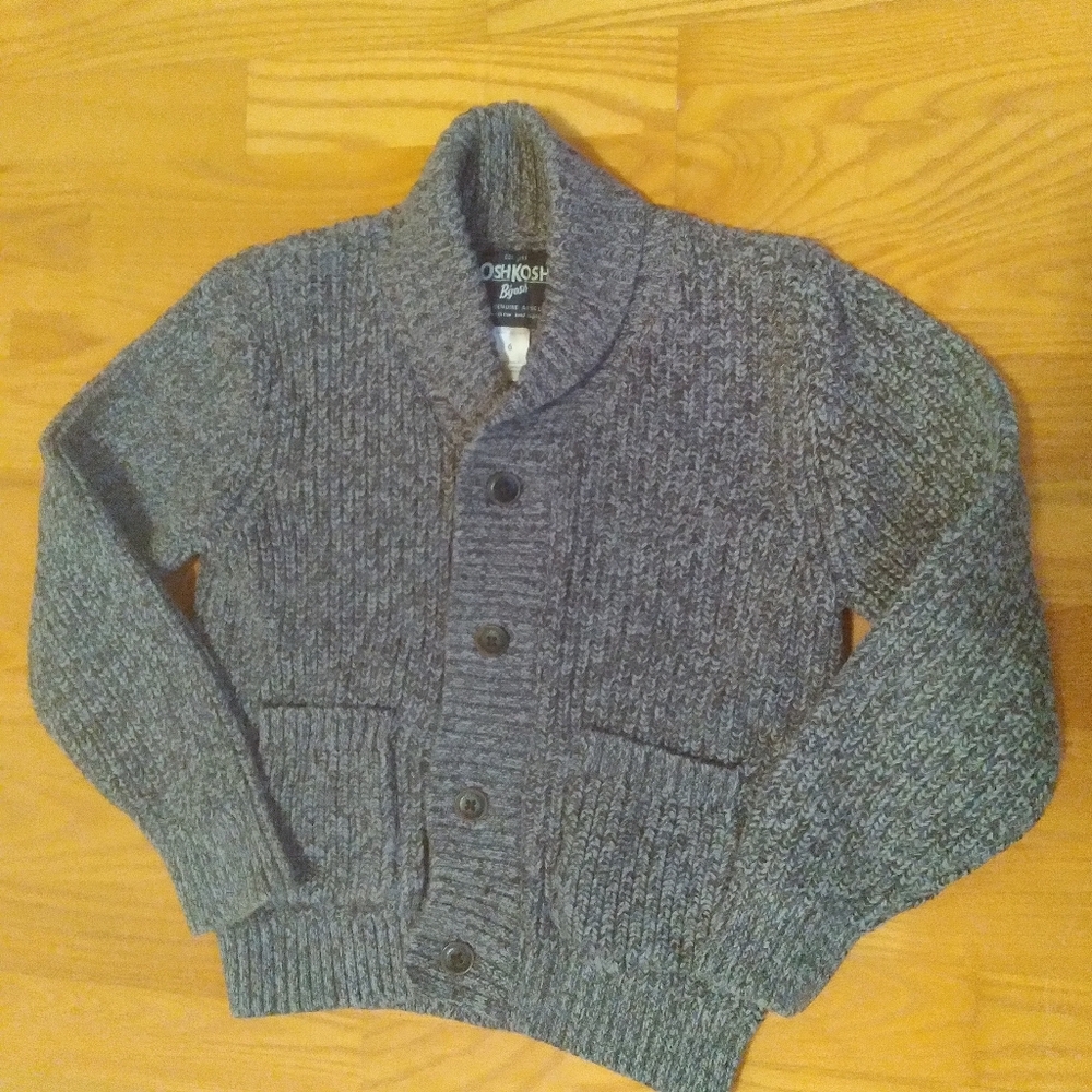 OshKosh B'gosh Kids Chunky Heather Gray Button Front Classic Cardigan Boys 6